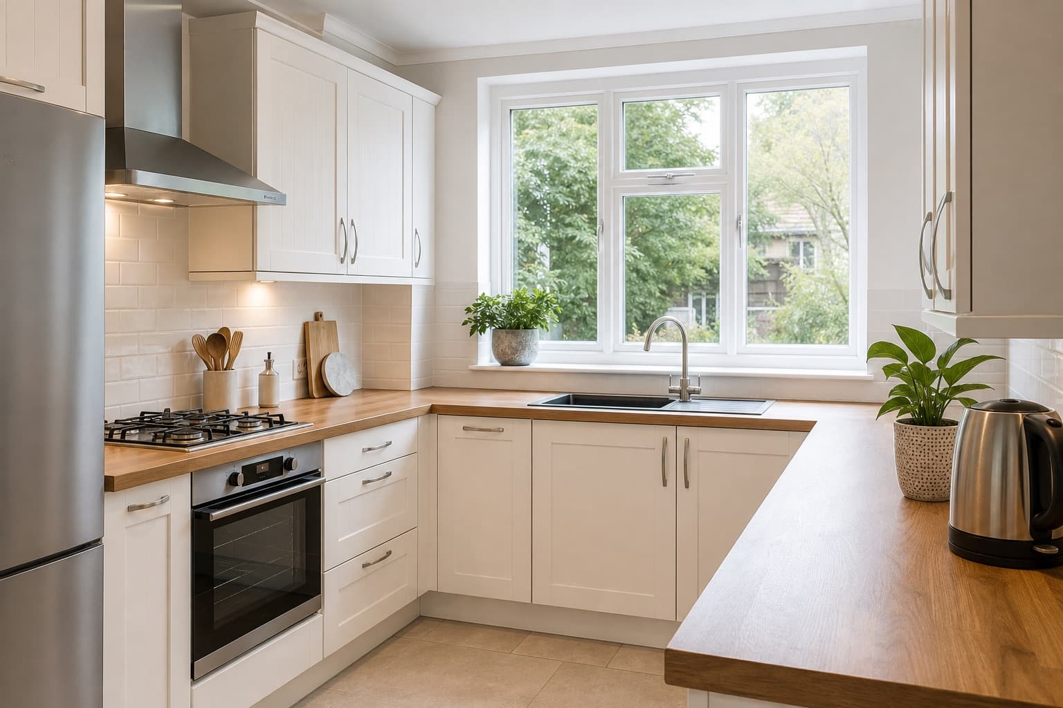 A balanced kitchen photo edited by an estate agent