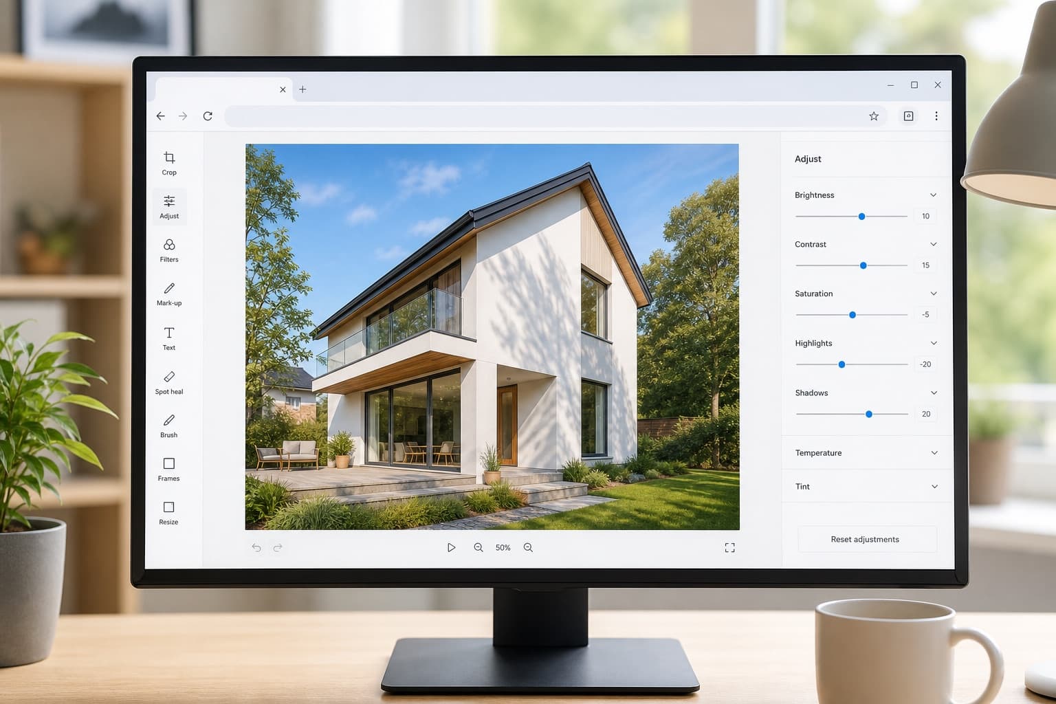 A free online photo editor open in a web browser